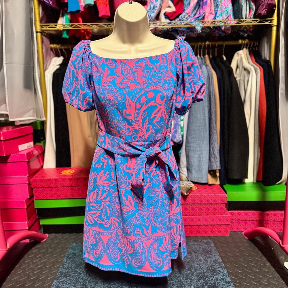 Lilly Pulitzer Jada Off-The-Shoulder Romper - Aura Pink Leaf (Size 0)